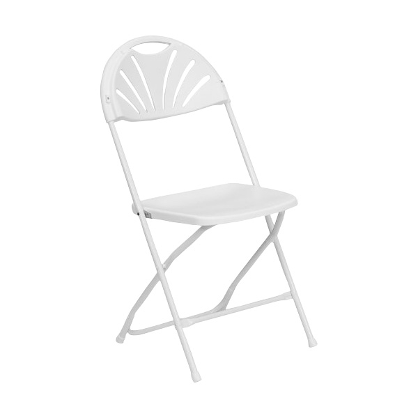 Hercules White Plastic Fan Back Folding Chair